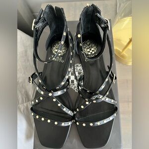 Women’s Vince Camuto Black Leather Studded Sandals - Brand New - Size 7